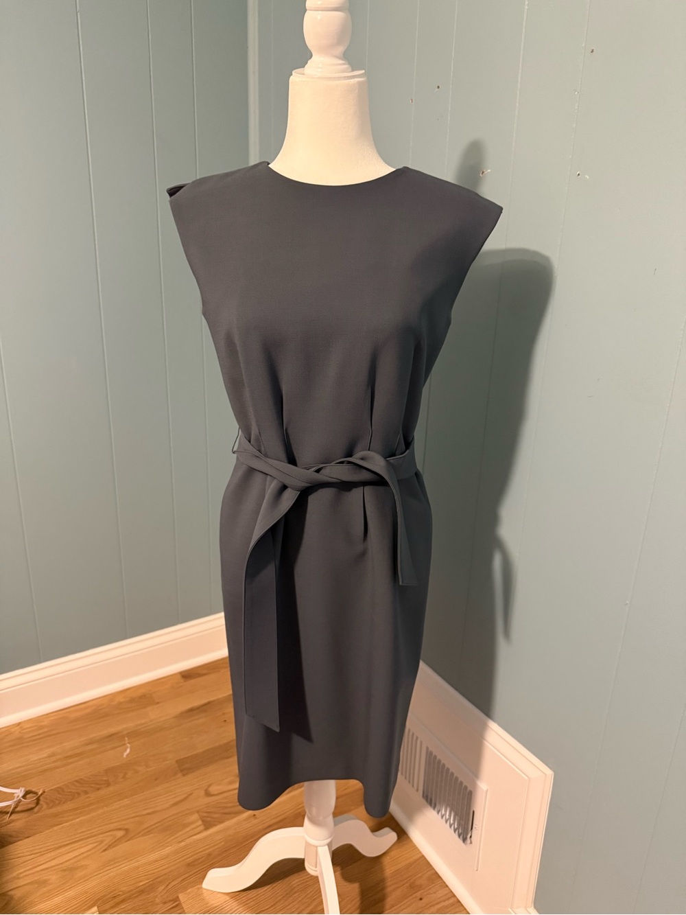 Brooks Brothers Sleeveless Belted Midi Dress in Blue